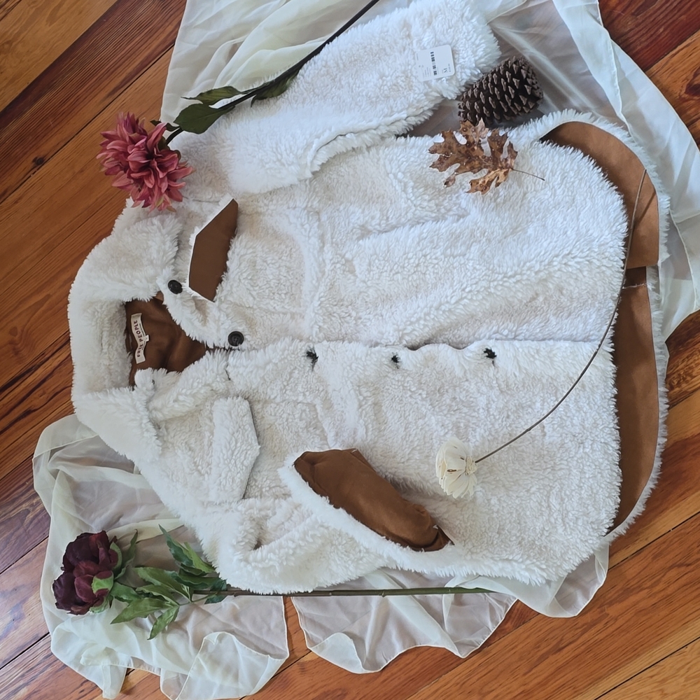 Free People, M, White and Brown Reversible Jacket